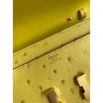 Hermes Constance To Go Wallet in Lime Ostrich Leather