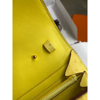 Hermes Constance To Go Wallet in Lime Ostrich Leather