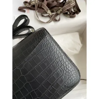 Hermes Constance 18 Handmade Bag in Black Matte Alligator Leather