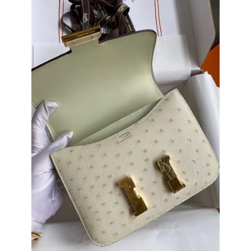 Hermes Constance 18 Handmade Bag In Parchemin Ostrich Leather