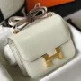 Hermes Constance 18cm Bag In White Embossed Crocodile