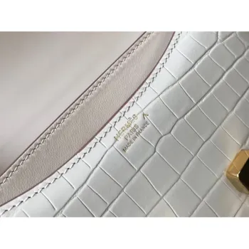 Hermes Constance 18cm Bag In White Embossed Crocodile