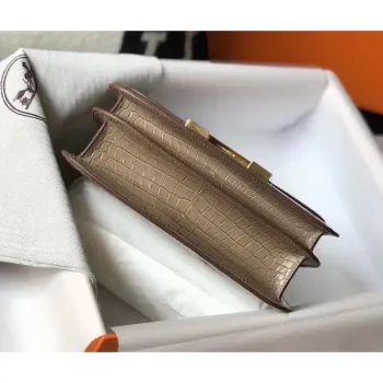 Hermes Constance 18cm Bag In Taupe Embossed Crocodile