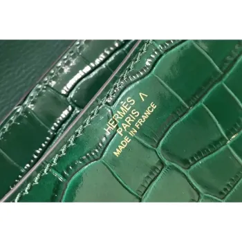Hermes Constance 18cm Bag In Green Embossed Crocodile