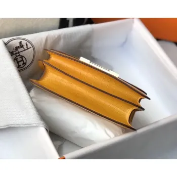 Hermes Constance 24cm Bag In Yellow Embossed Crocodile