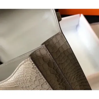 Hermes Constance 24cm Bag In Taupe Embossed Crocodile