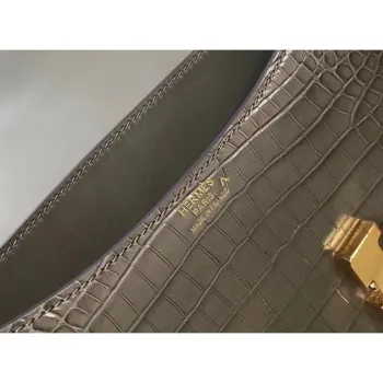 Hermes Constance 24cm Bag In Taupe Embossed Crocodile