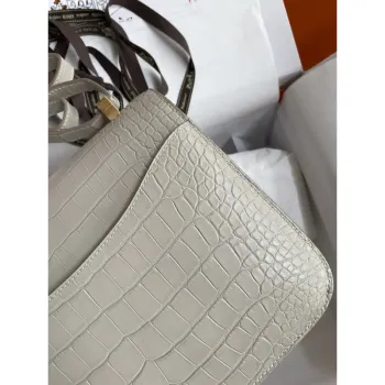 Hermes Constance 24 Handmade Bag in Pearl Grey Matte Alligator Leather