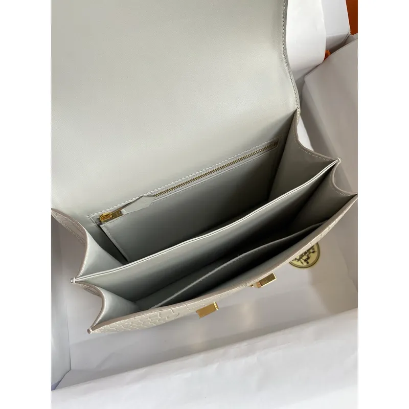 Hermes Constance 24 Handmade Bag in Pearl Grey Matte Alligator Leather