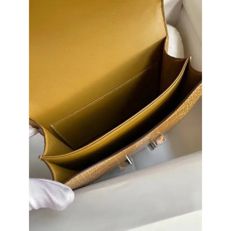 Hermes Constance 24cm Bag In Light Brown Alligator Crocodile Skin
