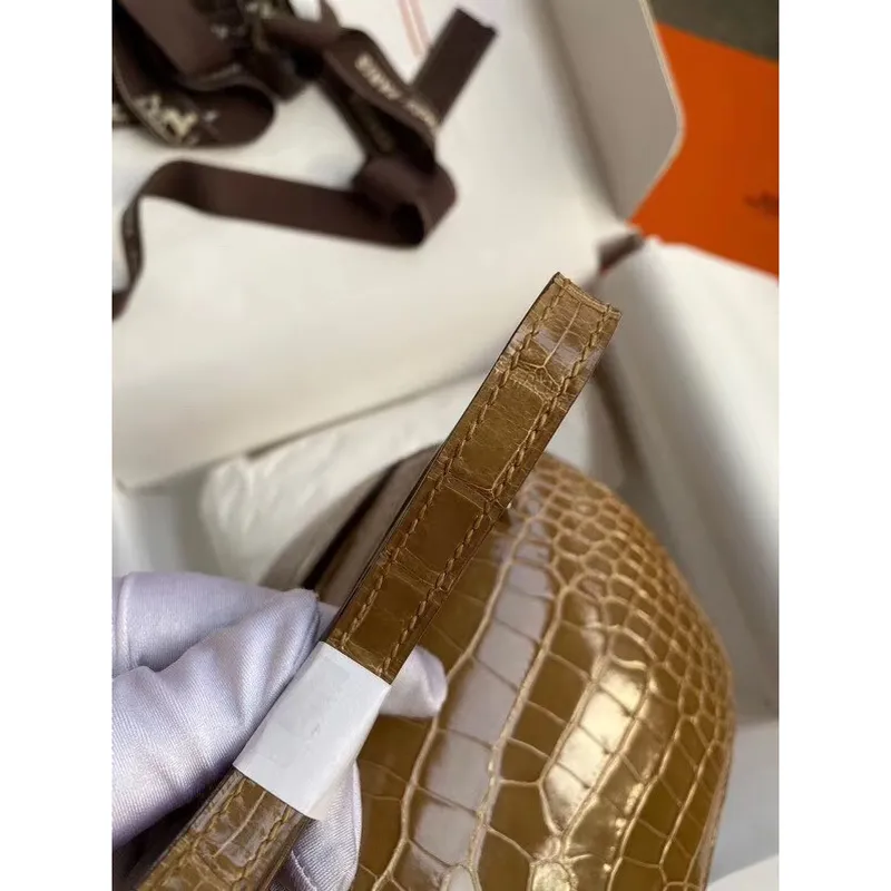 Hermes Constance 24cm Bag In Light Brown Alligator Crocodile Skin