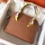 Hermes Gold Clemence Bolide 27cm Handmade Bag