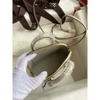 Hermes Bolide 1923 Mini Handmade Bag In Pearl Grey Chevre Mysore Leather