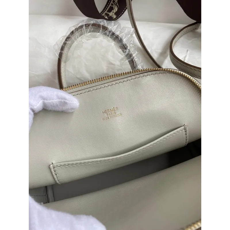Hermes Bolide 1923 Mini Handmade Bag In Pearl Grey Chevre Mysore Leather