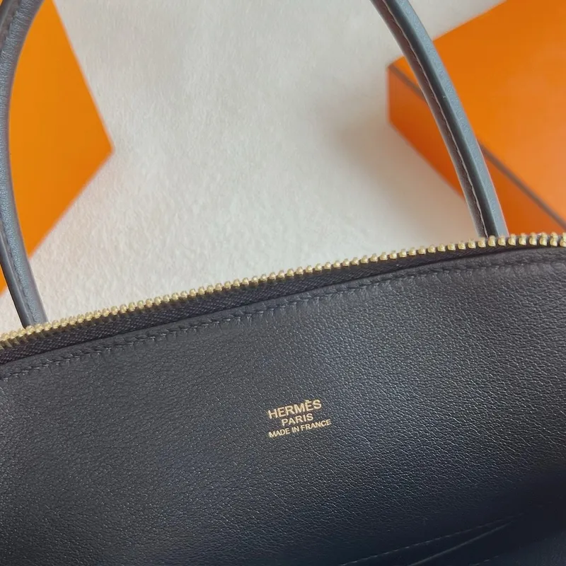 Hermes Bolide 1923 27 Handmade Bag in Black Swift Calfskin