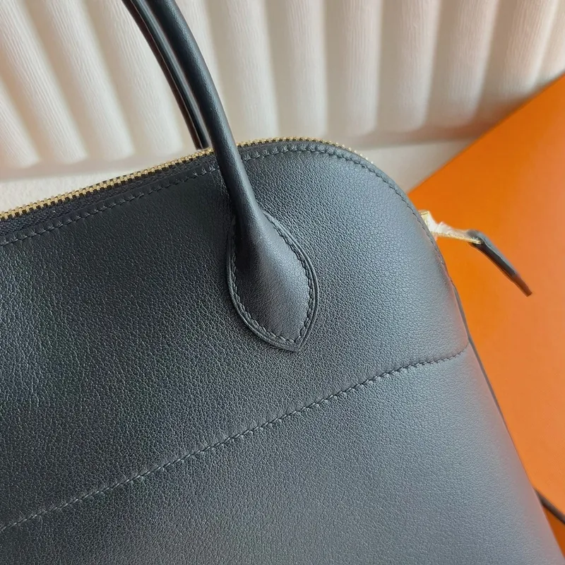 Hermes Bolide 1923 27 Handmade Bag in Black Swift Calfskin