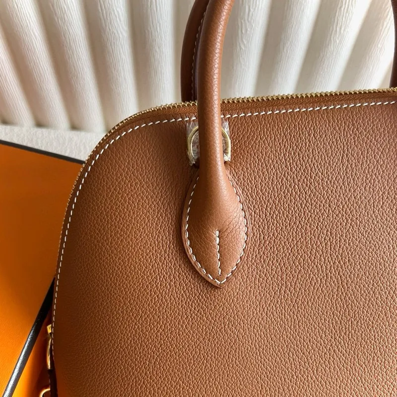 Hermes Bolide 1923 25 Handmade Bag in Gold Evercolor Calfskin