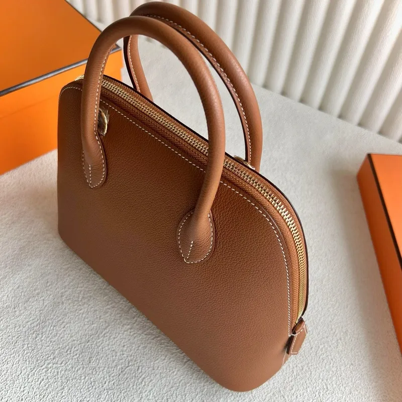 Hermes Bolide 1923 25 Handmade Bag in Gold Evercolor Calfskin