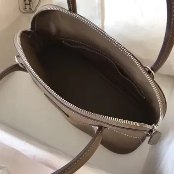 Hermes Taupe Clemence Bolide 27cm Handmade Bag