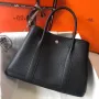 Hermes Black Clemence Garden Party 30cm Handmade Bag