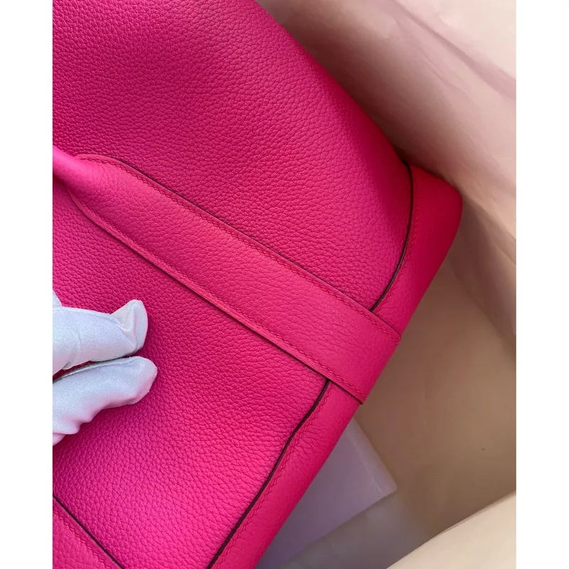 Hermes Garden Party 30 Handmade Bag in Rose Red Clemence Leather