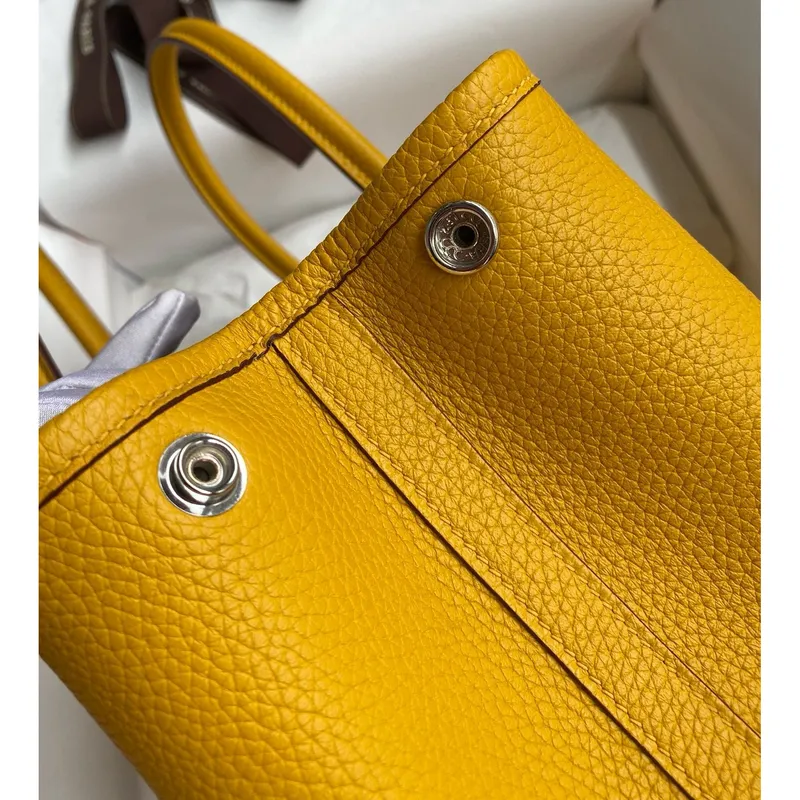 Hermes Garden Party 30 Handmade Bag in Jaune Ambre Clemence Leather