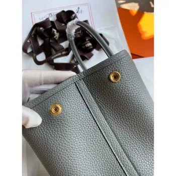 Hermes Garden Party 30 Handmade Bag in Gris Meyer Clemence Leather