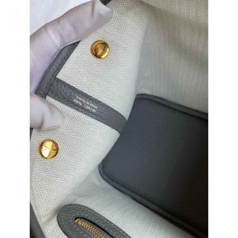 Hermes Garden Party 30 Handmade Bag in Gris Meyer Clemence Leather