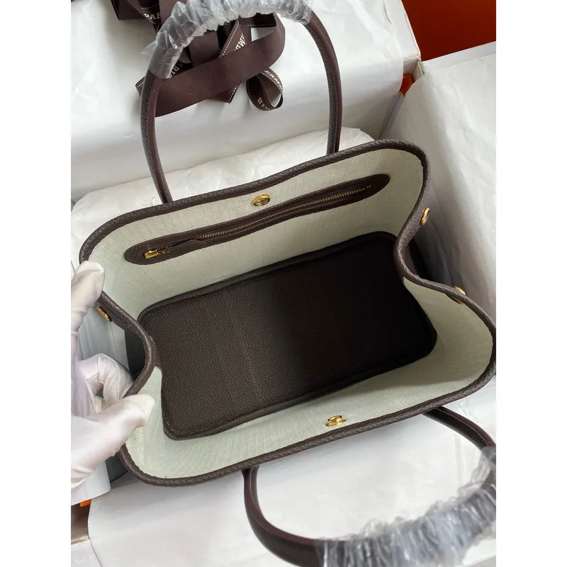 Hermes Garden Party 30 Handmade Bag in Ebene Clemence Leather