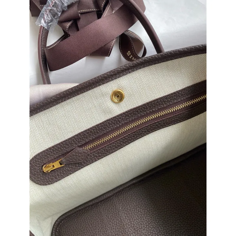 Hermes Garden Party 30 Handmade Bag in Ebene Clemence Leather