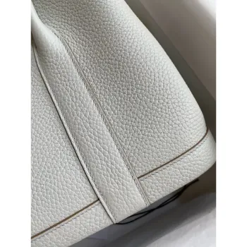 Hermes Garden Party 30 Handmade Bag in Pearl Grey Clemence Leather