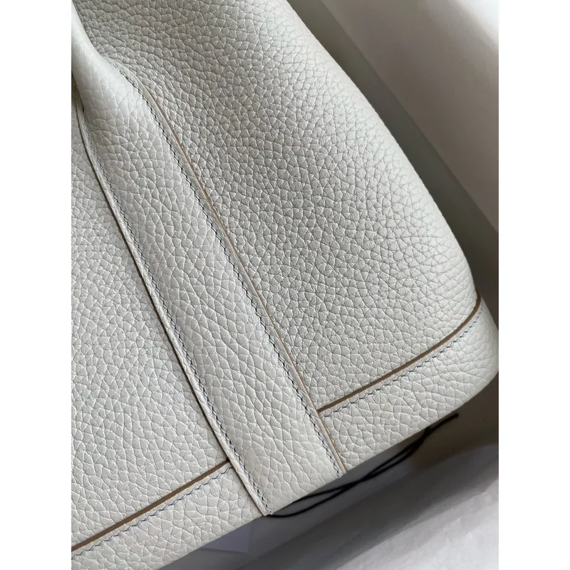 Hermes Garden Party 30 Handmade Bag in Pearl Grey Clemence Leather