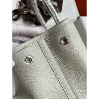 Hermes Garden Party 30 Handmade Bag in Pearl Grey Clemence Leather