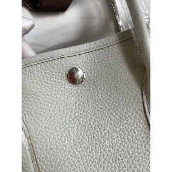 Hermes Garden Party 30 Handmade Bag in Pearl Grey Clemence Leather