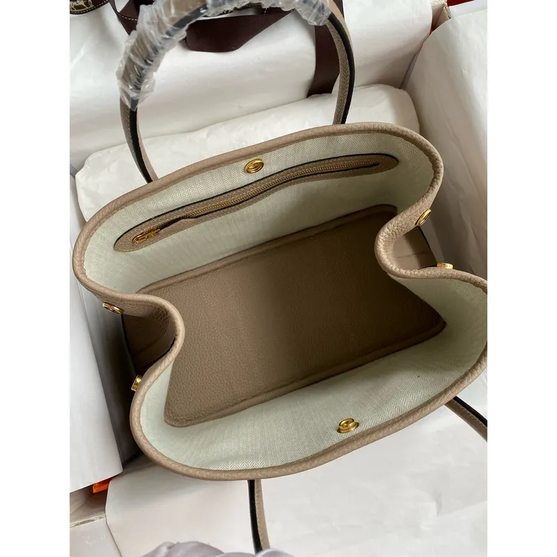 Hermes Garden Party 30 Handmade Bag in Gris Tourterelle Clemence Leather