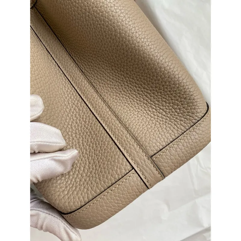 Hermes Garden Party 30 Handmade Bag in Gris Tourterelle Clemence Leather