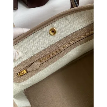 Hermes Garden Party 30 Handmade Bag in Gris Tourterelle Clemence Leather