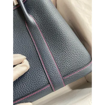 Hermes Garden Party 30 Handmade Bag in Blue Nuit Clemence Leather