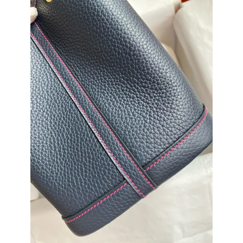 Hermes Garden Party 30 Handmade Bag in Blue Nuit Clemence Leather