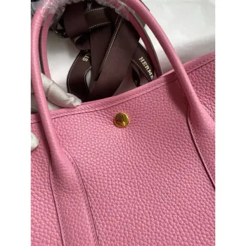 Hermes Garden Party 30 Handmade Bag in Rose Sakura Clemence Leather