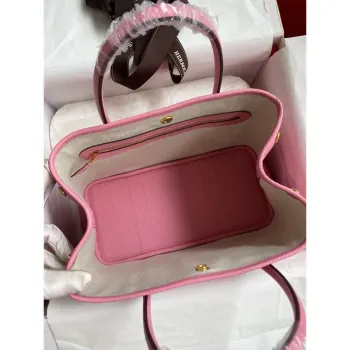Hermes Garden Party 30 Handmade Bag in Rose Sakura Clemence Leather