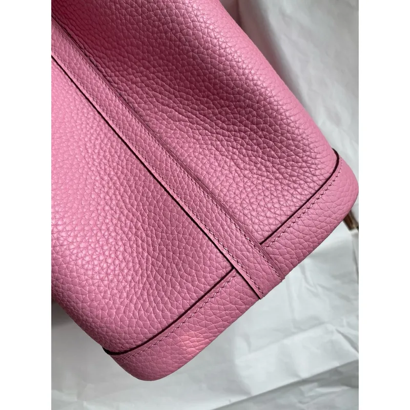Hermes Garden Party 30 Handmade Bag in Rose Sakura Clemence Leather