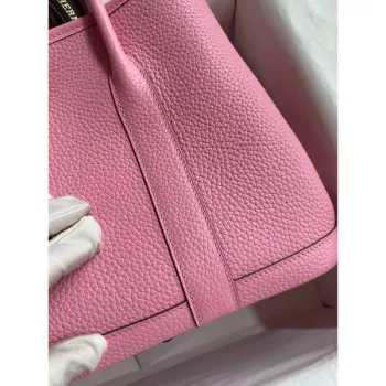 Hermes Garden Party 30 Handmade Bag in Rose Sakura Clemence Leather
