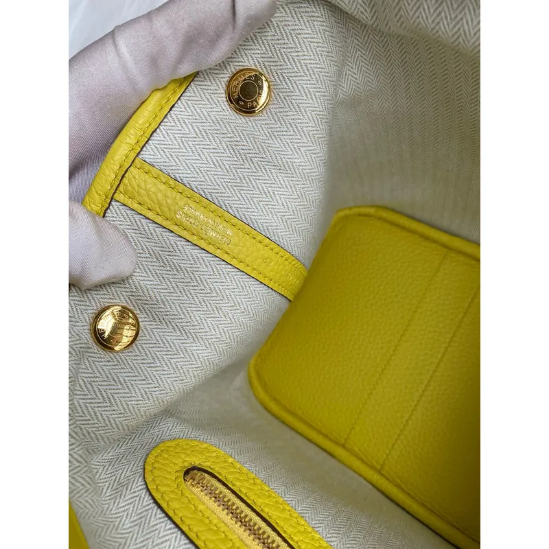 Hermes Garden Party 30 Handmade Bag in Lime Clemence Leather