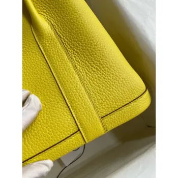 Hermes Garden Party 30 Handmade Bag in Lime Clemence Leather