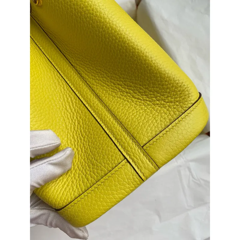 Hermes Garden Party 30 Handmade Bag in Lime Clemence Leather