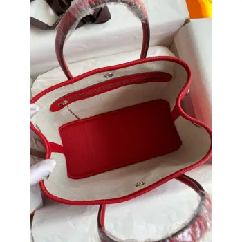Hermes Garden Party 30 Handmade Bag in Red Clemence Leather