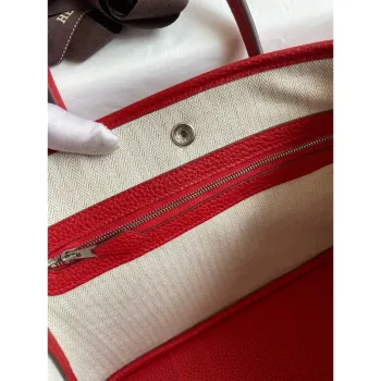 Hermes Garden Party 30 Handmade Bag in Red Clemence Leather
