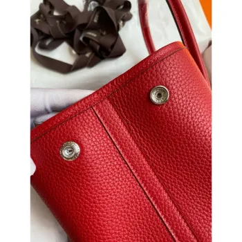 Hermes Garden Party 30 Handmade Bag in Red Clemence Leather