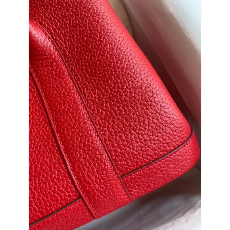 Hermes Garden Party 30 Handmade Bag in Red Clemence Leather